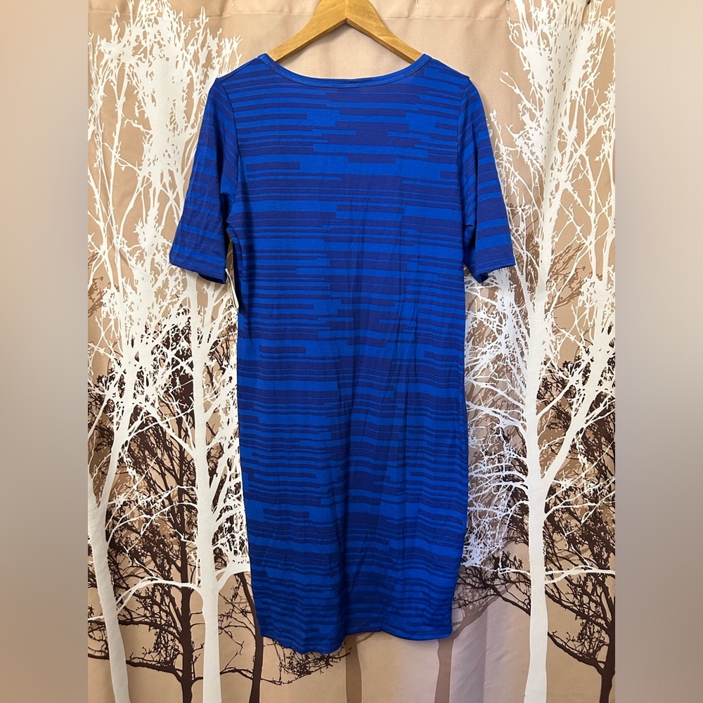 LuLaRoe XL Julia Blue Patterned Dress - Picture 2 of 6